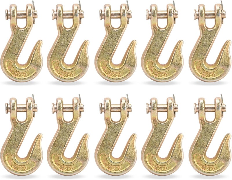 9TH SHOP 3/8" Grab Hook, Clevis Hook for Chain - Grade 70 (G70) Heavy Duty, 6600 lbs Break Strength - Fits 3/8" Truck, Trailer, Tow & Transport Chains (10 Pack) - Image 1